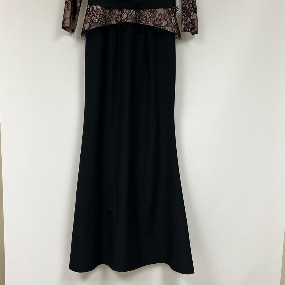 JS collections V-Neck lace peplum 3/4 sleeves long Gown - Picture 8 of 10